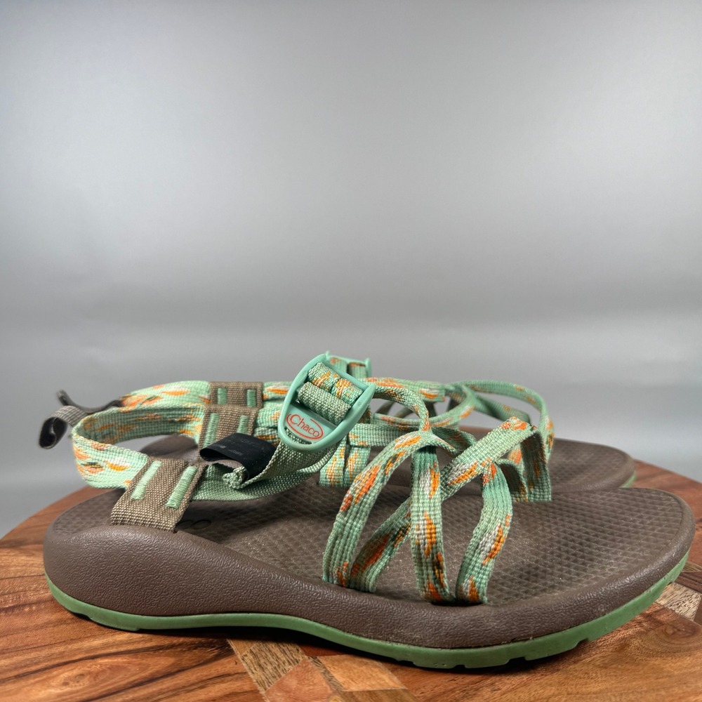 Chaco Kids Z1 Ecotread Sandals Mint Green Orange Strappy Hiking Shoes Size 5